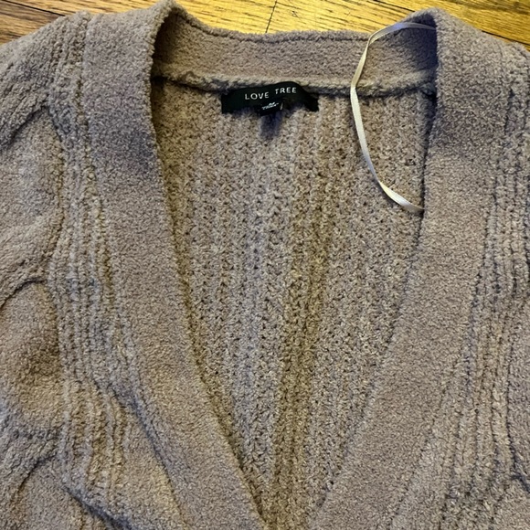 Love Tree Taupe Cable Knit Cardigan - Picture 2 of 3